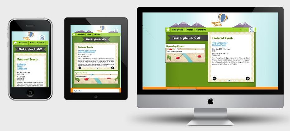 Planet Go! site as seen through the mobile, tablet, and desktop views
