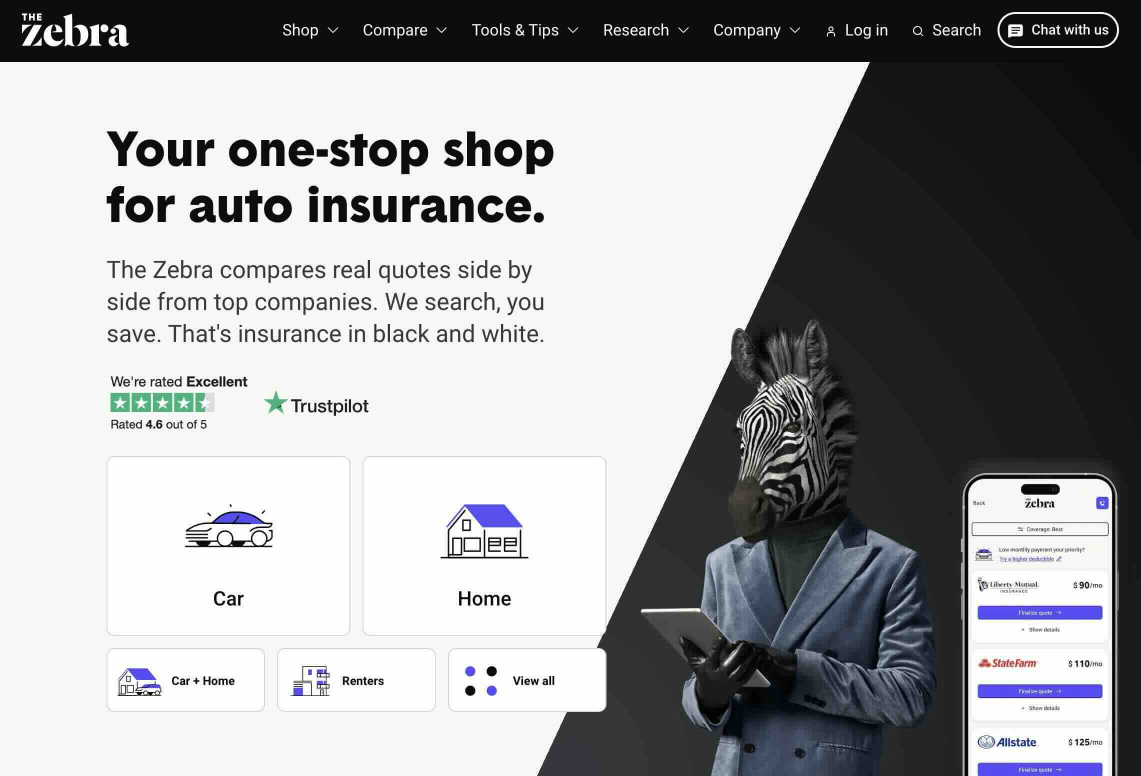 The Zebra homepage